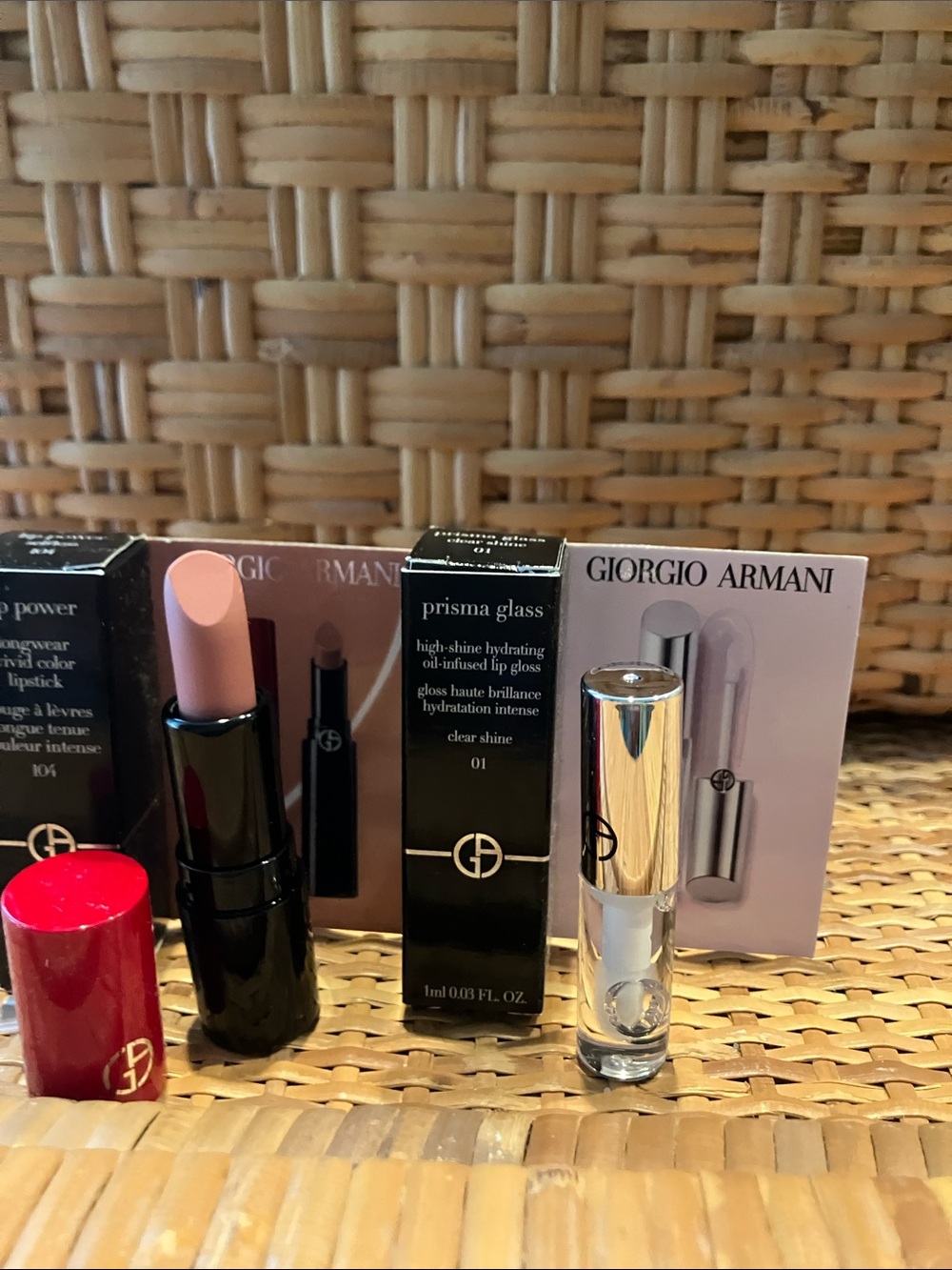 Armani Beauty Lip Power Lipstick & Prisma Gloss Travel Sizes New in Boxes